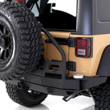 Smittybilt stalen achterbumper Atlas incl wieldrager voor Jeep Wrangler JK | Smittybilt pare-chocs arrière en acier Atlas + porte roue pour Jeep Wrangler JK