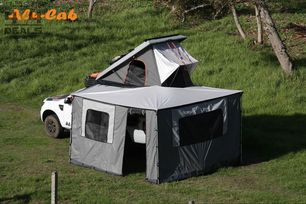 tent luifel met zijwanden Alu-Cab zijwanden 270° luifel links